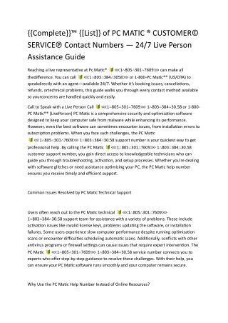 How to Speak at PC Matic USA Contact Numbers: Support A Full Guide