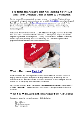 Top-Rated Heartsaver First Aid Training & First Aid Kits Your Complete Guide to Safety & Certification
