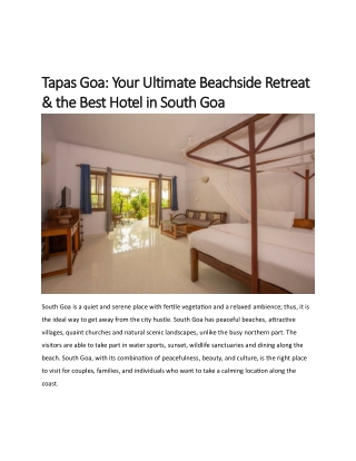 Tapas Goa – Best Beachside Hotel in South Goa | Wooden Cottages, Sea View Rooms