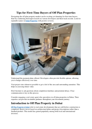 Tips for First-Time Buyers of Dubai Properties