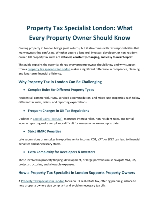 Property Tax Specialist London: What Every Property Owner Should Know