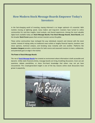 How Modern Stock Message Boards Empower Today