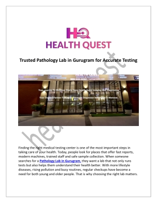 Trusted Pathology Lab in Gurugram for Accurate Testing