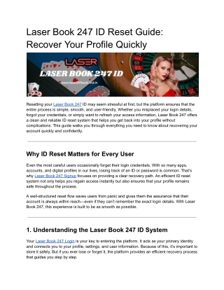 Laser Book 247 ID Reset Guide: Recover Your Profile Quickly
