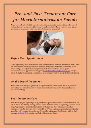 Pre- and Post-Treatment Care for Microdermabrasion Facials