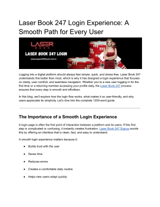 Laser Book 247 Login Experience: A Smooth Path for Every User