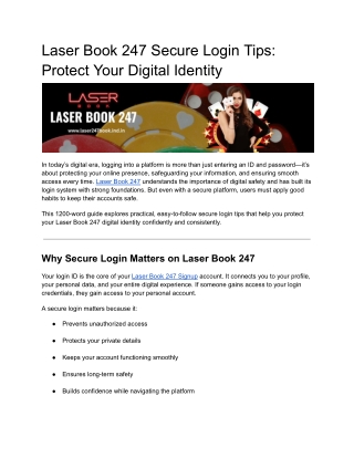 Laser Book 247 Secure Login Tips: Protect Your Digital Identity
