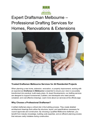 Expert Draftsman Melbourne – Professional Drafting Services for Homes, Renovations & Extensions