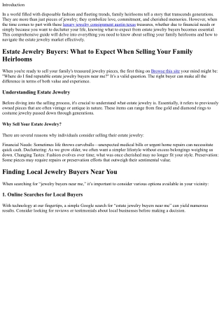 Estate Jewelry Buyers: What to Expect When Selling Your Family Heirlooms