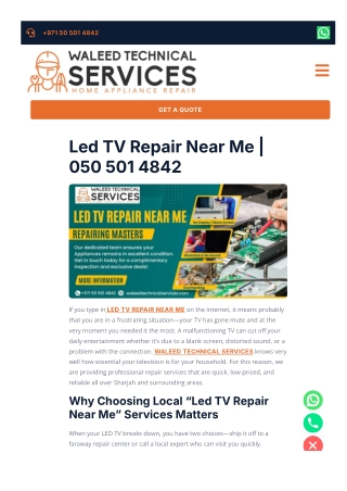 Led tv repair near me services by Waleed Technical Services