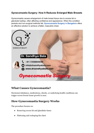 Gynecomastia Surgery: How It Reduces Enlarged Male Breasts