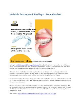 Invisible Braces in AS Rao Nagar, Secunderabad