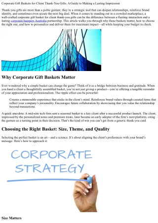 Corporate Gift Baskets for Client Thank‑You Gifts: A Guide to Making a Lasting I