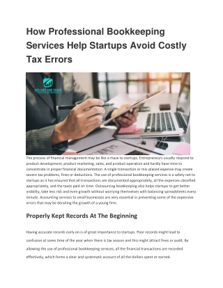 How Professional Bookkeeping Services Help Startups Avoid Costly Tax Errors