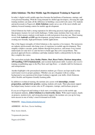 Mobile App Training in Nagercoil