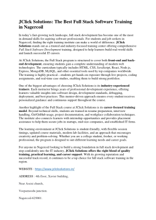 Full Stack Software Training in Nagercoil