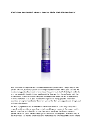 Peptide Treatment In Upper East Side