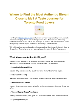 Looking for Delicious biryani close to me? Discover Toronto’s Finest in the Thea