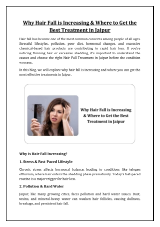 Why Hair Fall is Increasing  Where to Get the Best Treatment in Jaipur