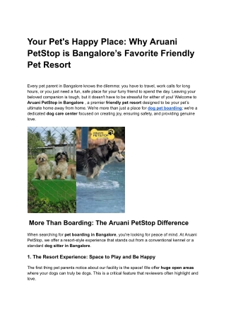 Your Pet's Happy Place_ Why Aruani PetStop is Bangalore’s Favorite Friendly Pet Resort