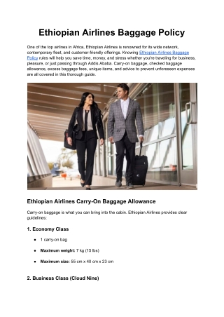Ethiopian Airlines Baggage Policy