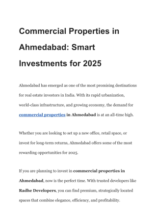 Commercial Properties in Ahmedabad_ Smart Investments for 2025