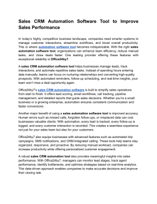 Sales CRM Automation Software Tool to Improve Sales Performance