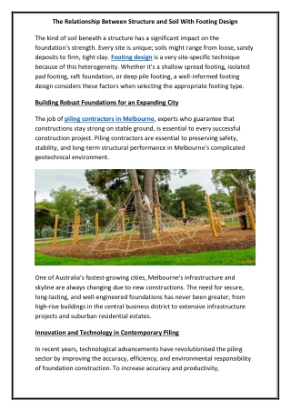 The Relationship Between Structure and Soil With Footing Design