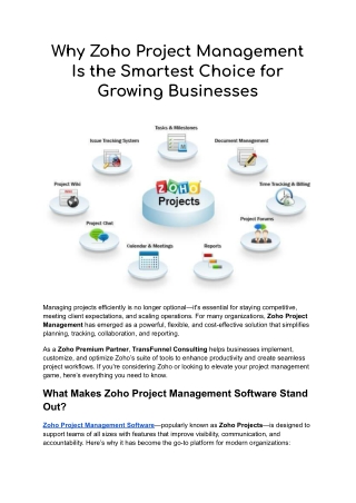 Why Zoho Project Management Is the Smartest Choice for Growing Businesses