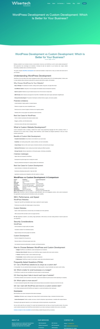 WordPress Development vs Custom Development Which Is Better for Your Business
