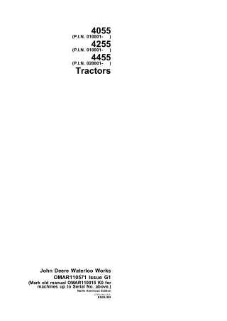 John Deere 4455 Tractors Operator’s Manual Instant Download (Publication No.OMAR110571)