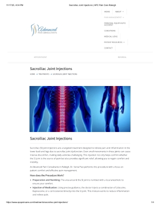 Joint Injections in Raleigh for Effective Pain Relief