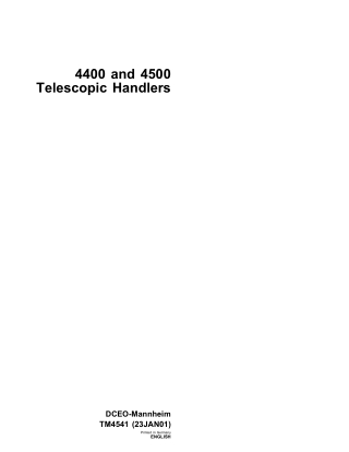 John Deere 4500 Telescopic Handlers Service Repair Manual Instant Download (tm4541)