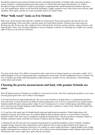 Bulk Waste Dumpster Options in Orlando: Javis Recommendations