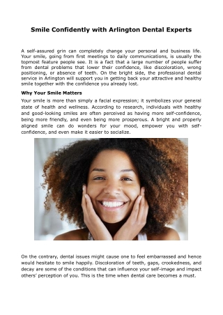 Smile Confidently with Arlington Dental Experts