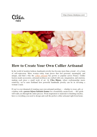 Collier Artisanal – Unique Craftsmanship for Modern Style