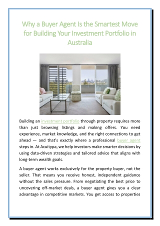Why a Buyer Agent Is the Smartest Move for Building Your Investment Portfolio in Australia