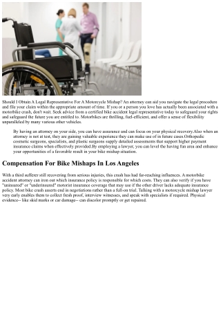 Ought To I Get An Attorney For A Motorcycle Crash Golden State Legal Representat