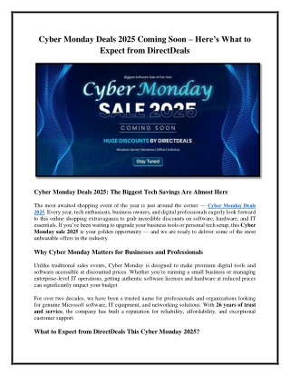 Cyber Monday Deals 2025 Coming Soon – Here’s What to Expect from DirectDeals