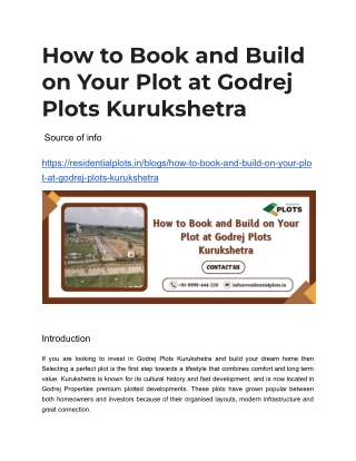 How to Book and Build on Your Plot at Godrej Plots Kurukshetra