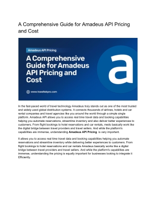 A Comprehensive Guide for Amadeus API Pricing and Cost