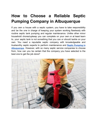 _How to Choose a Reliable Septic Pumping Company in Albuquerque