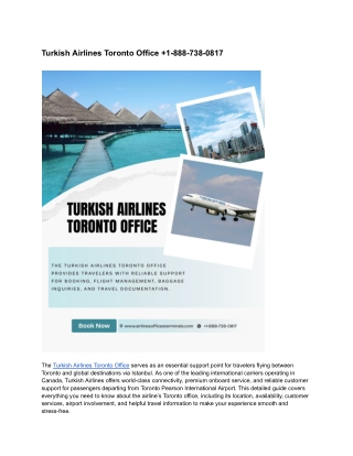 Turkish Airlines Toronto Office  1-888-738-0817