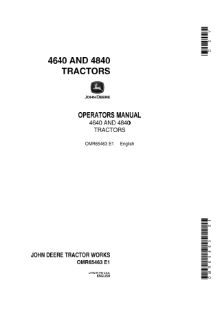John Deere 4640 Tractors Operator’s Manual Instant Download (Publication No.OMR65463)