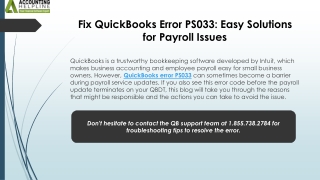 Easy Solutions for QuickBooks Error PS033