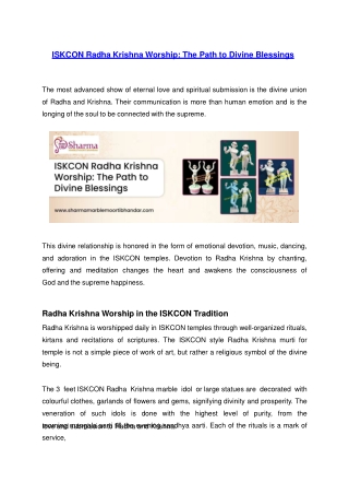 ISKCON Radha Krishna Worship: The Path to Divine Blessings