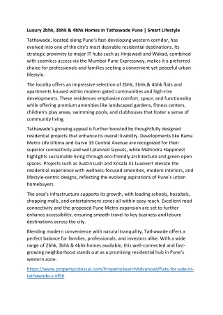 Luxury 2bhk, 3bhk & 4bhk Homes in Tathawade Pune | Smart Lifestyle