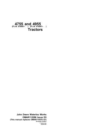 John Deere 4755 Tractors Operator’s Manual Instant Download (Pin.010001-) (Publication No.OMAR112286)