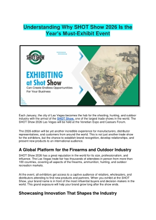 Understanding Why SHOT Show 2026 Is the Year’s Must-Exhibit Event