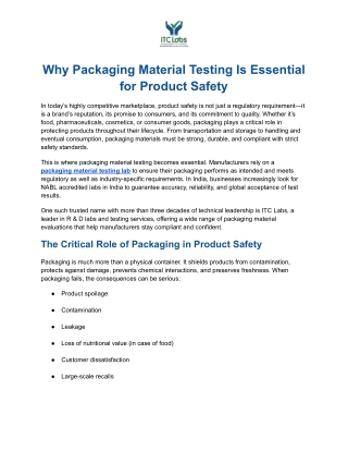 Why Packaging Material Testing Is Essential for Product Safety